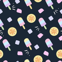 seamless summer pattern with cute ice cream background