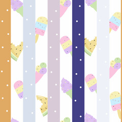 seamless summer pattern with cute ice cream background