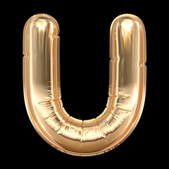 Golden Balloon Letter U isolated on black background  © Fabio