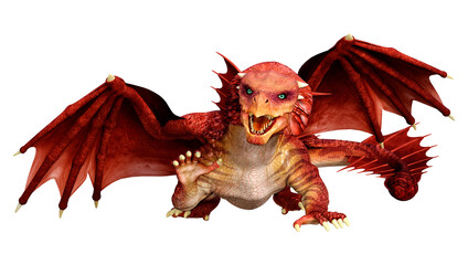 3D Rendering Fairy Tale Dragon on White