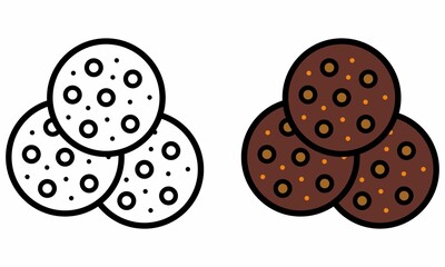 Illustration Vector Graphic of chocolate chip, chips food, cookies biscuit icon