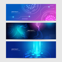 Wide Cyber security internet and networking concept. Hi-tech vector illustration with various technology elements. Abstract global sci fi concept. Digital internet communication on blue background.