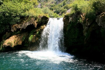 rapids and waterfall on the lovely Krupa river in Dalmatia,  Croatia