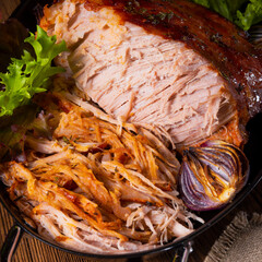 tasty pulled pork wrap with vegetables.