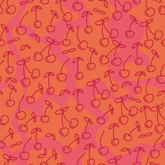 seamless pattern hand drawn doodle cherry berries