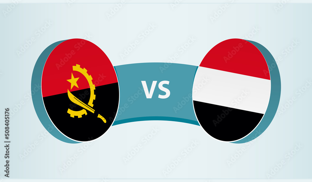 Sticker angola versus yemen, team sports competition concept.