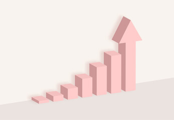 3d Graph stock stair step to success. Minimal design concept. Vector illustration