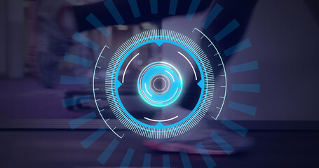 Image of scopes scanning and data processing with person running on treadmill
