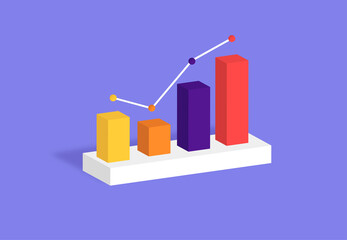 3D Stock trading graph. Growing strategy chart. Business concept design with colorful. Vector illustration