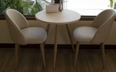 table and chairs in a restaurant
