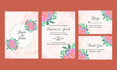 wedding invitation card set of banners with flowers