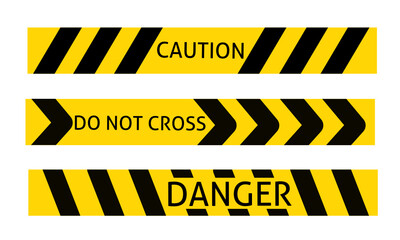 set of yellow black stripe warning sign ribbon with simple design
