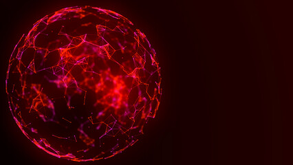 Abstract 3d futuristic sphere. Data visualization. Particles and Energy flowing. Futuristic digital background.