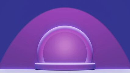 Concept podium and minimal abstract background for product design, purple and blue color. 3d render geometric shape, Stage for awards on website in modern.