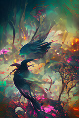 abstract  fantasy bird  digital art