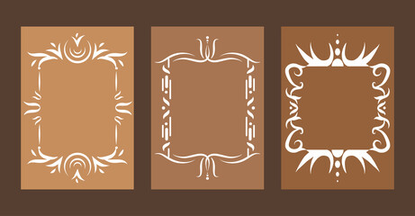 Retro vintage frame icon set. Simple vector collection. Design elements for cards, invitations and other. Royal swirl outline style.