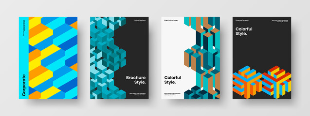 Amazing geometric pattern book cover template bundle. Modern annual report vector design layout collection.