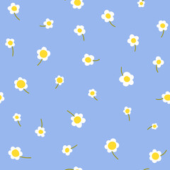 Daisy flower vector pattern illusration. Floral background. Kids nursery wallpaper or boho fashion all over print.