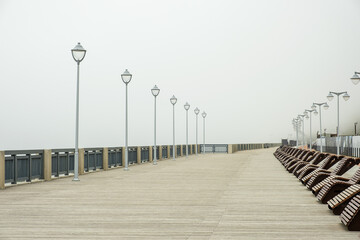 Empty seafront in anticipation of the holiday season. Selective focus.
