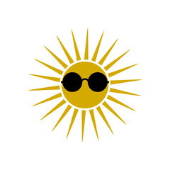 Yellow sun in glasses uv protection icon