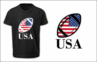 American Football Graphic Design With USA Flag