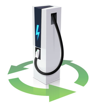 Electric car charging station and recycling