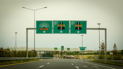 14 May 2022 Adana Turkey. Hgs Speed Pass System board on freeway