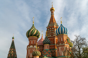 Fototapeta na wymiar Domes of St. Basil's Cathedral on Red Square in Moscow