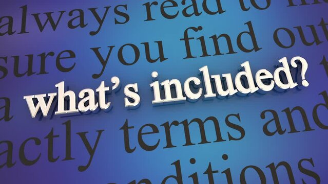 Whats Included in Package Deal Special Offer Legal Agreement Contract Words 3d Animation