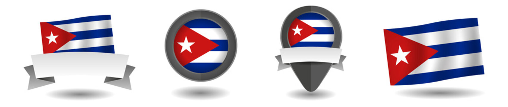Cuba flag vector collection. Pointers, flags and banners flat icon. Vector state signs illustration isolated on white background. Cuba flag symbol on design element.