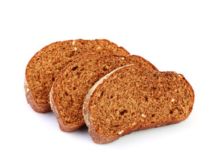 Sliced rye bread isolated on white background with clipping path