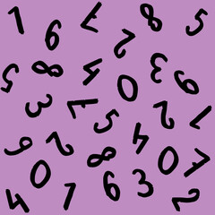 template with the image of keyboard symbols. a set of numbers. Surface template. fiolet purple background