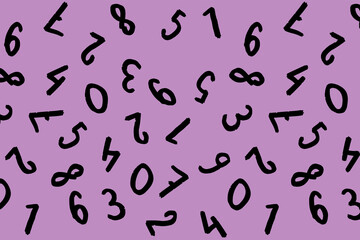 template with the image of keyboard symbols. a set of numbers. Surface template. Horizontal image. fiolet purple background