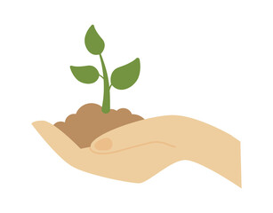 Fototapeta na wymiar Hands holding sprout Environment Icon. Vector illustration