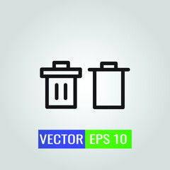 icon collection of Trash bin On White Background - Single high quality black style outline for web design or mobile app.
