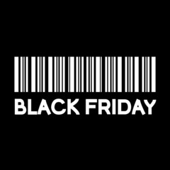 Black Friday sale. Barcode and text 