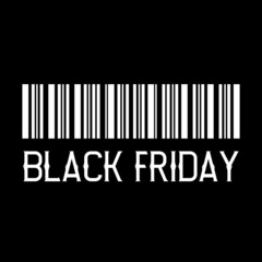 Black Friday sale. Barcode and text 