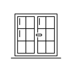 Windows icon, Linear style. double window frames