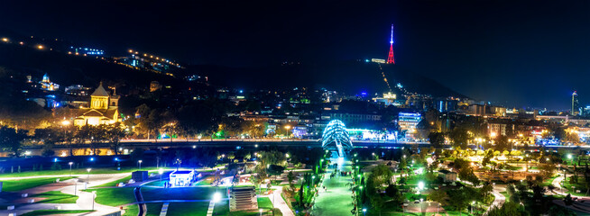 Night view of the central part of Tbilisi