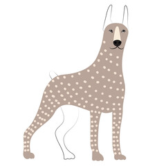 dog stands doodle sketch, outline, isolated, vector