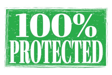 Fototapeta premium 100% PROTECTED, words on green grungy stamp sign