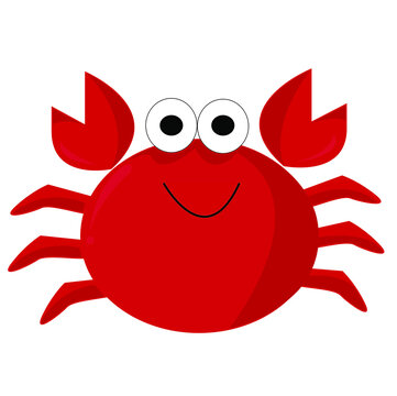 Vector image of a red crab, amphibians, sea animal, on the beach, design style, art, symbol, logo, Illustrator