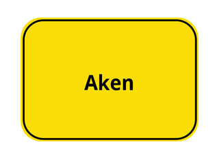 Ortseingangsschild - orange / gelb - Aken