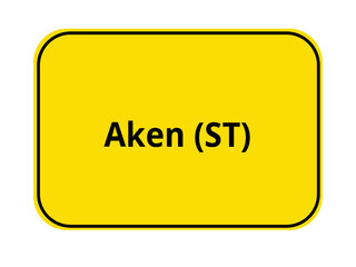 Ortseingangsschild - orange / gelb - Aken ST