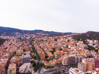 Fototapeta premium Top view of the urban area of Barcelona. Catalonia
