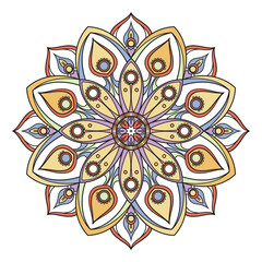 Mindfulness circle. Ancient indian round pattern symbol