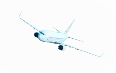 White air plane take off flying isolated on white background