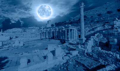 Antoninus Fountain of Sagalassos at night -  Isparta, Turkey "Elements of this image furnished by NASA"