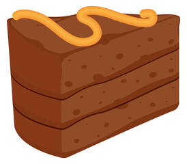 Chocolate pie slice cartoon icon. Layered cake