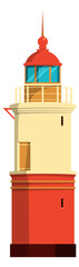 Lighthouse icon. Cartoon retro architecture. Coast building